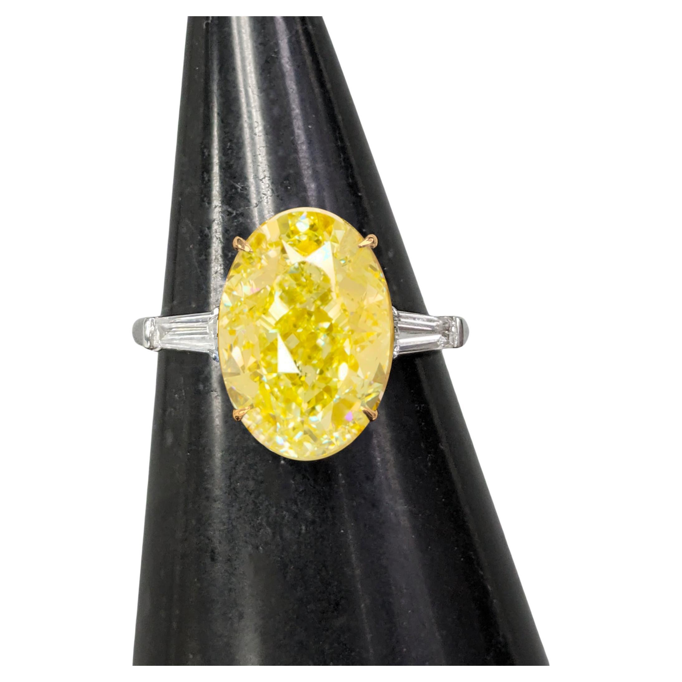 GIA Certified 4.02 Carat Fancy Yellow Oval Diamond Ring in Platinum