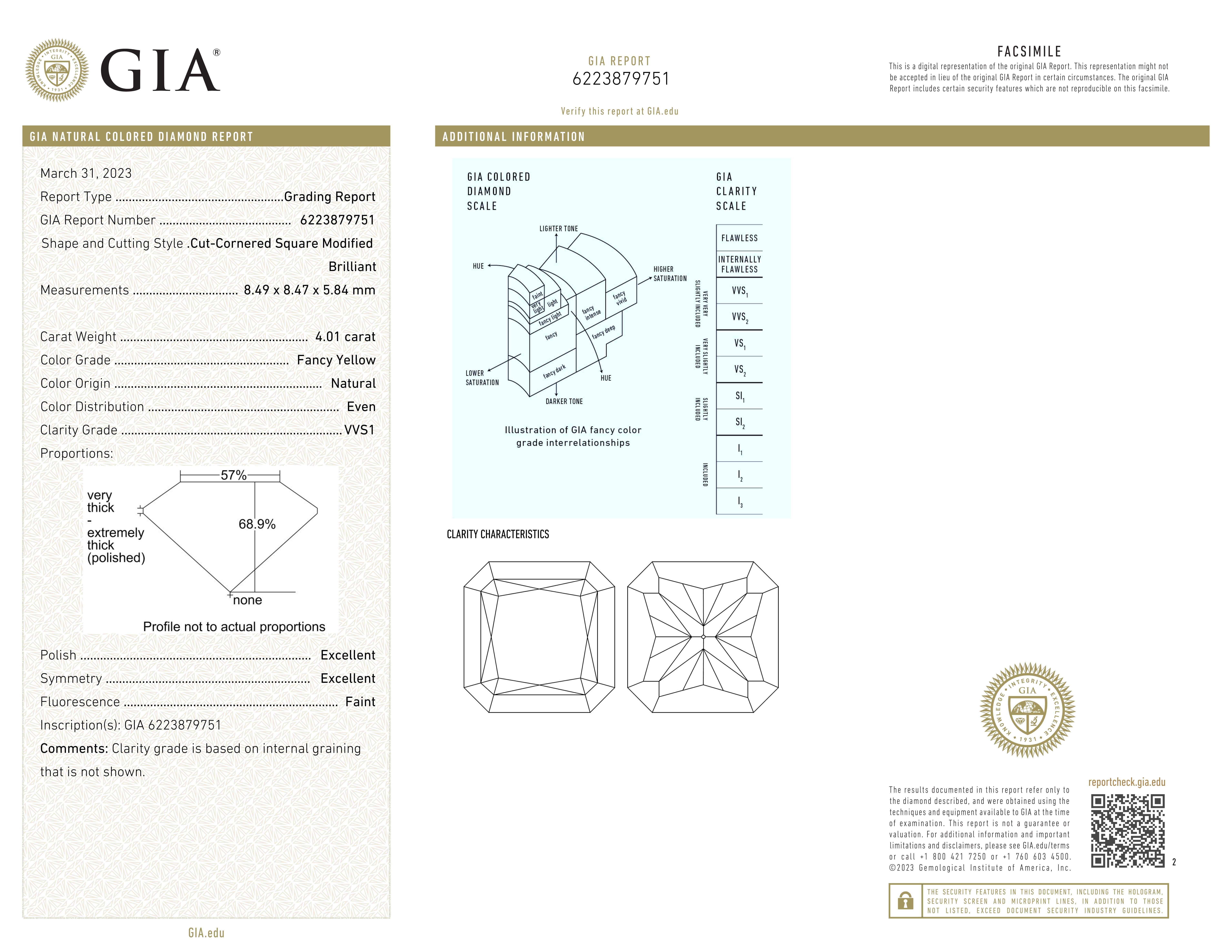 Anello con diamante a taglio radiante certificato GIA da 4,01 carati giallo fantasia VVS1 In condizioni Nuovo in vendita a Chicago, IL