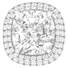 Bague en platine certifiée GIA de 4,01 carats G VS1 diamant taille coussin double halo