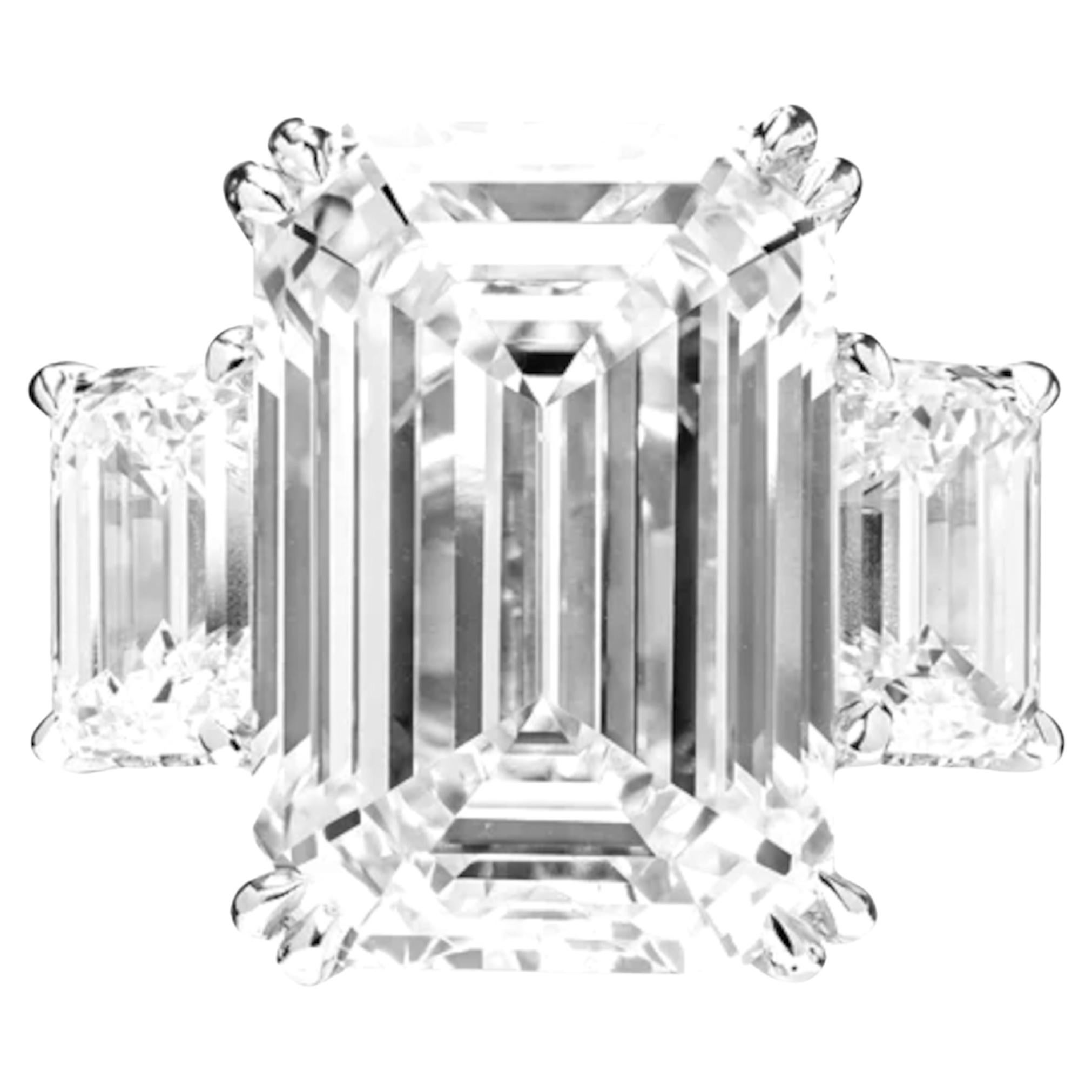 GIA Certified 4.01 Carat G VS2 Emerald Cut Diamond Three-Stone Ring