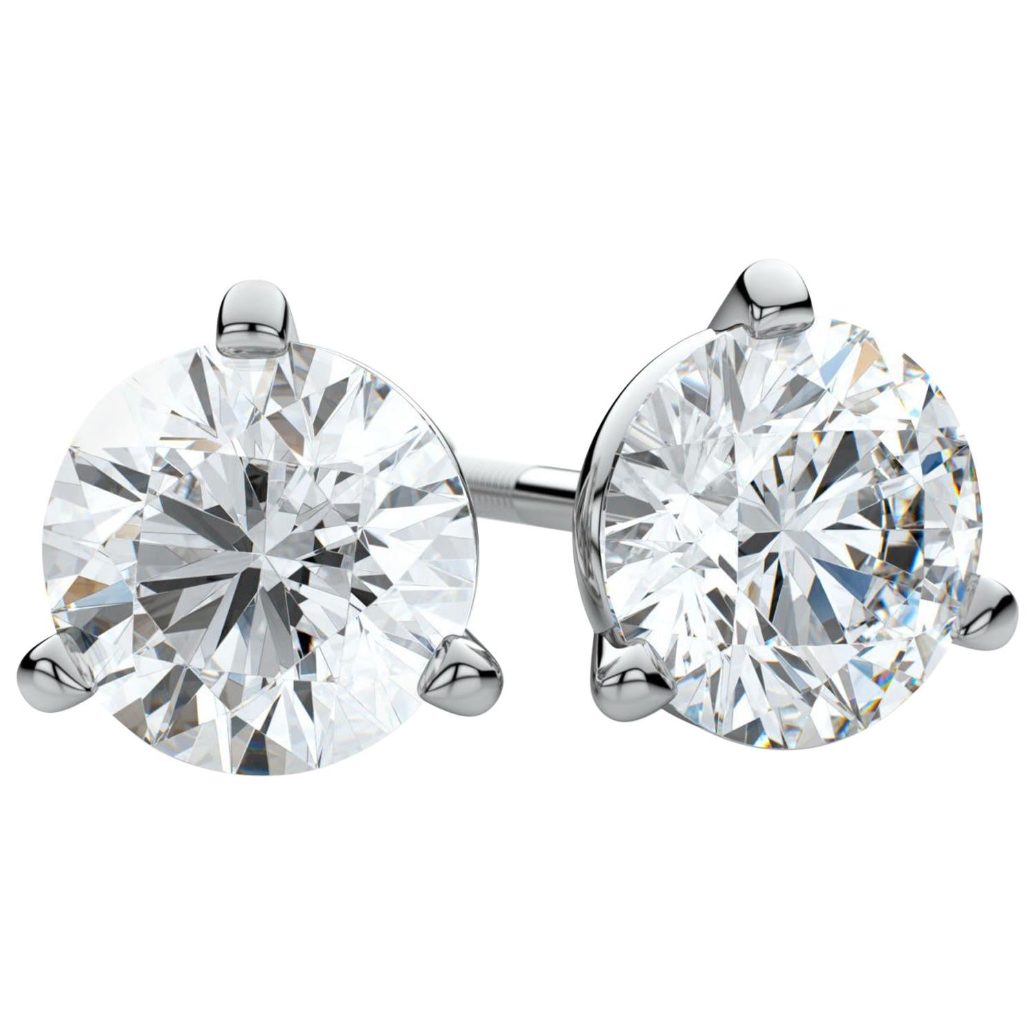 GIA Certified 4.01 Carat Ideal Excellent Cut J SI2 Diamond Studs Earrings