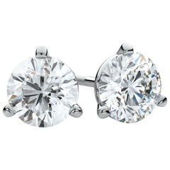GIA Certified 4.01 Carat Ideal Excellent Cut J SI2 Diamond Studs Earrings