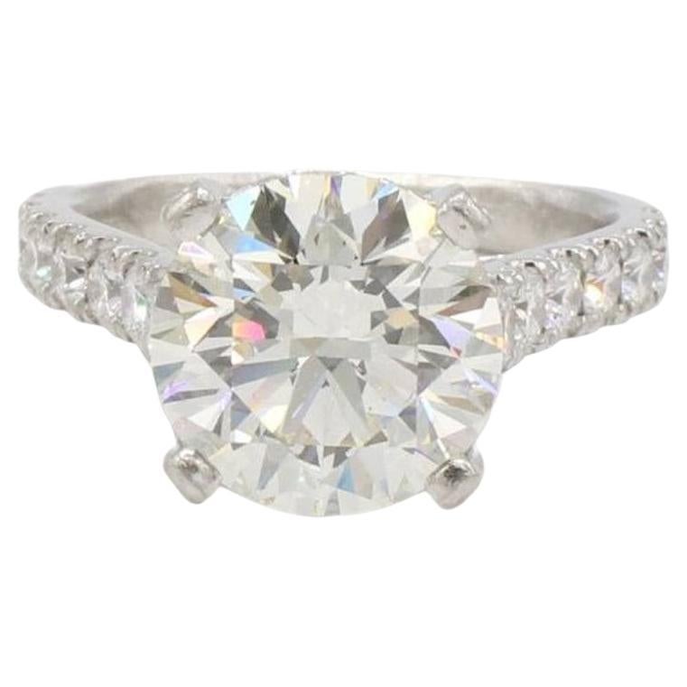 GIA Certified 4.01 Carat K SI1 Round Natural Diamond Platinum Engagement Ring 