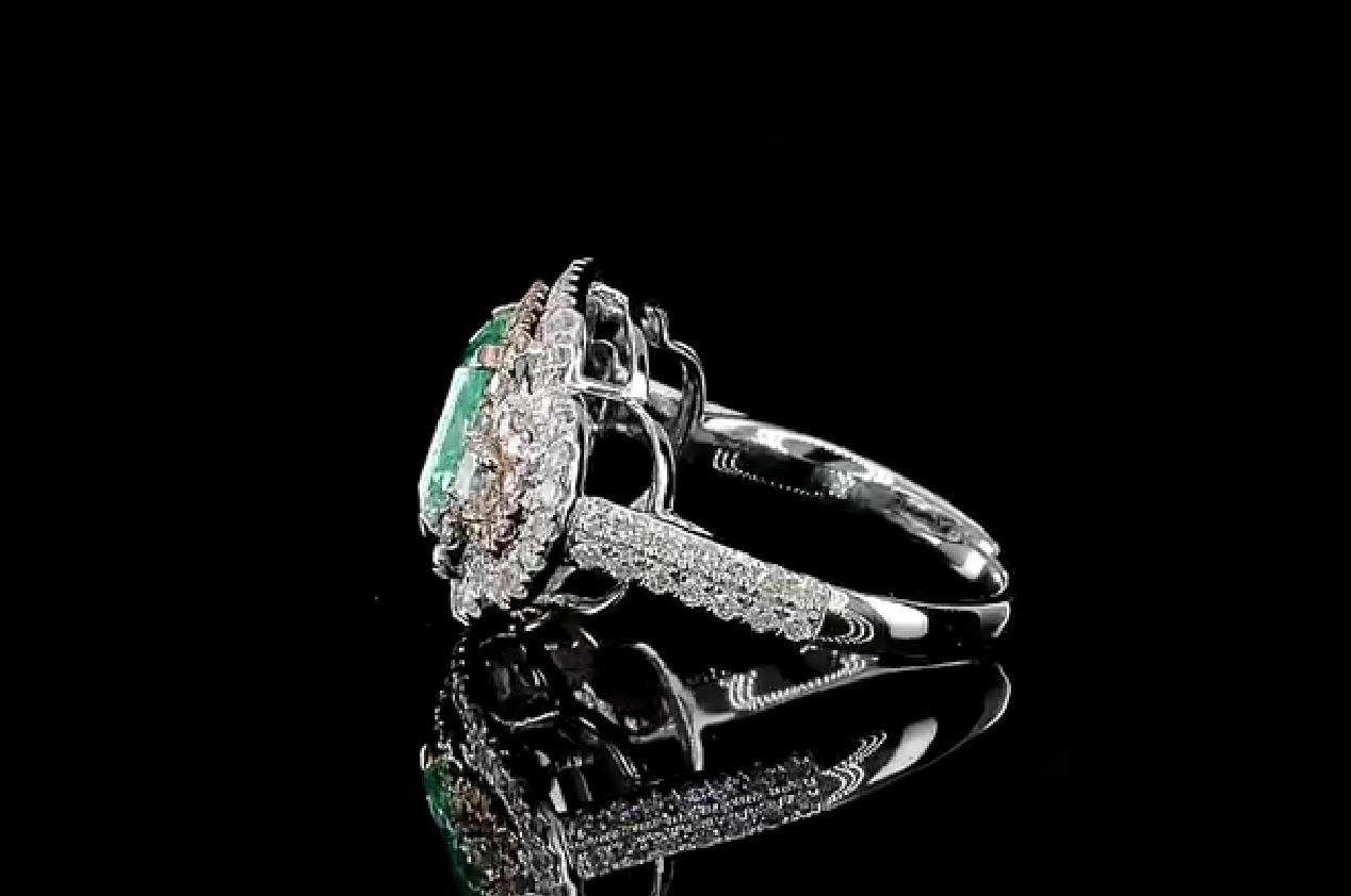 GIA Certified 4.01 Carat Light Green Yellow I2 Clarity Diamond Ring 1
