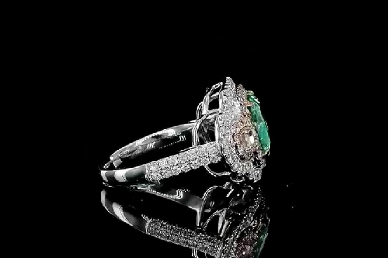 GIA Certified 4.01 Carat Light Green Yellow I2 Clarity Diamond Ring 2