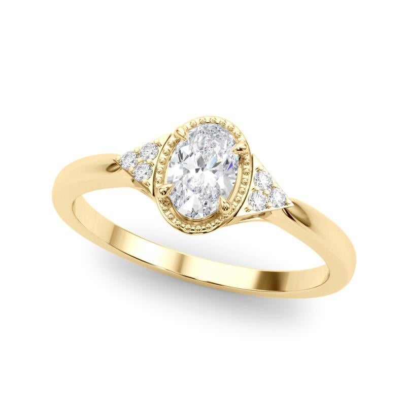 Oval Cut GIA Certified 4.01 Carat Milgrain Oval Bezel Geometric Diamond Ring For Sale