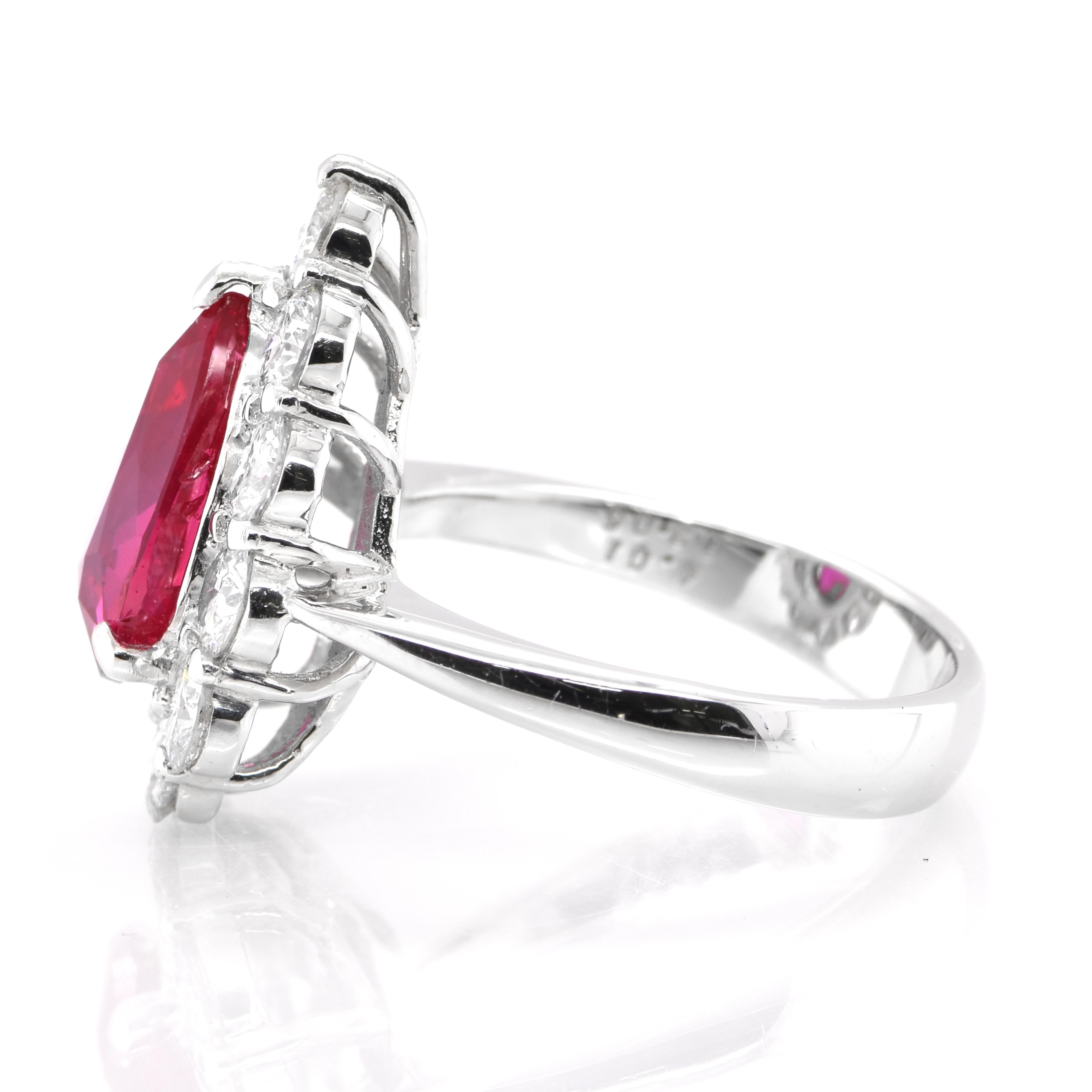 Pear Cut GIA Certified 4.01 Carat Natural Untreated 'No Heat' Ruby Ring Set in Platinum