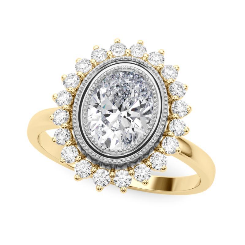 Oval Cut GIA Certified 4.01 Carat Oval Cluster Vintage Flower Diamond Ring For Sale