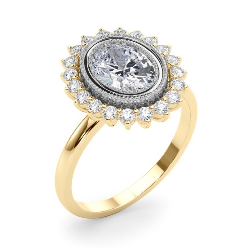 Women's GIA Certified 4.01 Carat Oval Cluster Vintage Flower Diamond Ring For Sale
