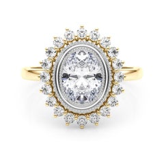 GIA zertifiziert 4.01 Karat Oval Cluster Vintage Flower Diamond Ring