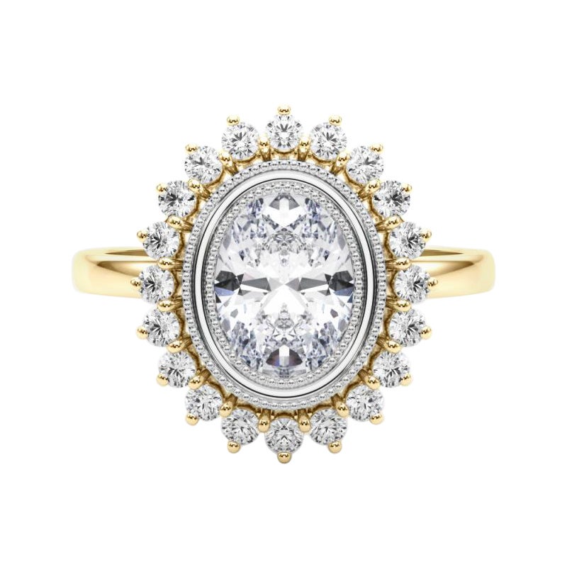 GIA Certified 4.01 Carat Oval Cluster Vintage Flower Diamond Ring For Sale