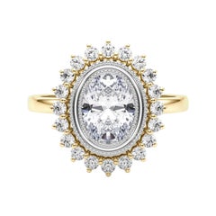 Anello con diamante a fiore d'epoca a grappolo ovale certificato GIA da 4.01 carati
