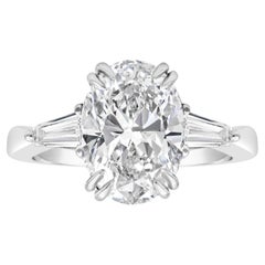 Roman Malakov GIA Certified 4.01 Oval Cut Diamond Three-Stone Engagement Ring