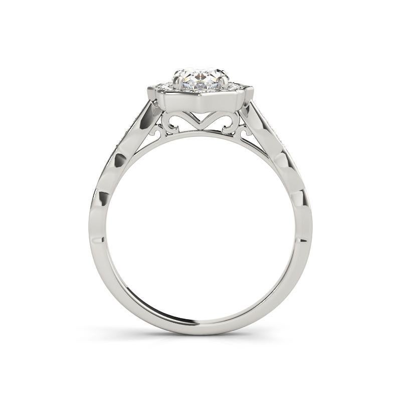 Taglio ovale GIA Certified 4.01 Carat Oval Halo Basket Cathedral Diamond Ring in vendita