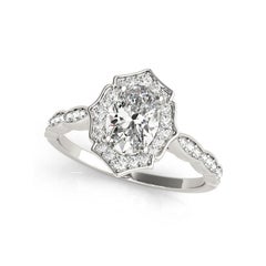 Bague diamant cathédrale ovale Halo Basket certifiée GIA de 4,01 carats
