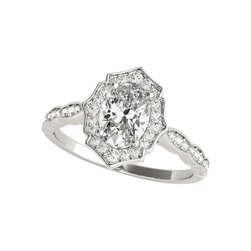GIA Certified 4.01 Carat Oval Halo Basket Cathedral Diamond Ring