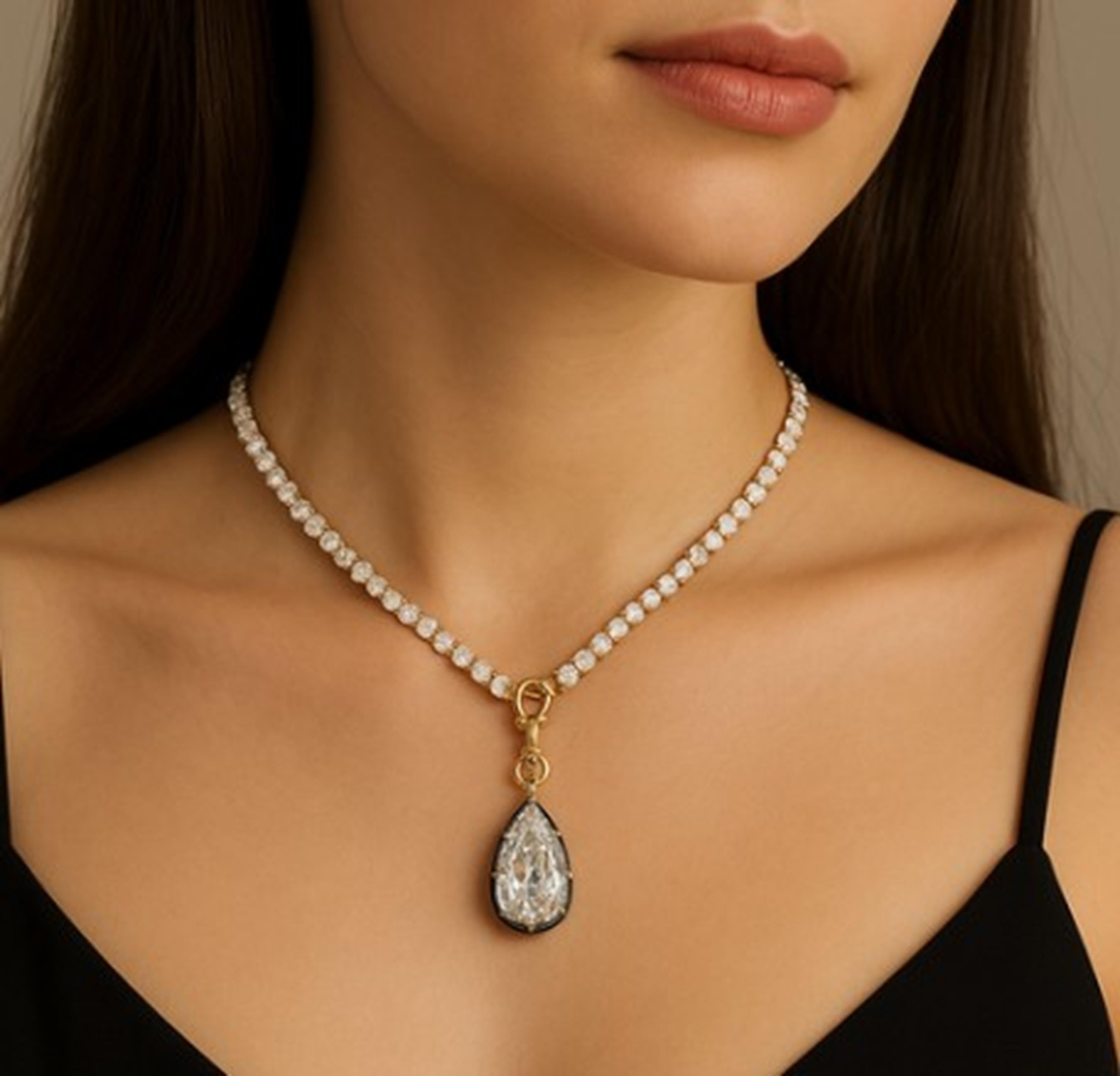 GIA zertifizierter 4,01 Karat Diamantanhänger im Birnenschliff (Tropfenschliff) im Angebot