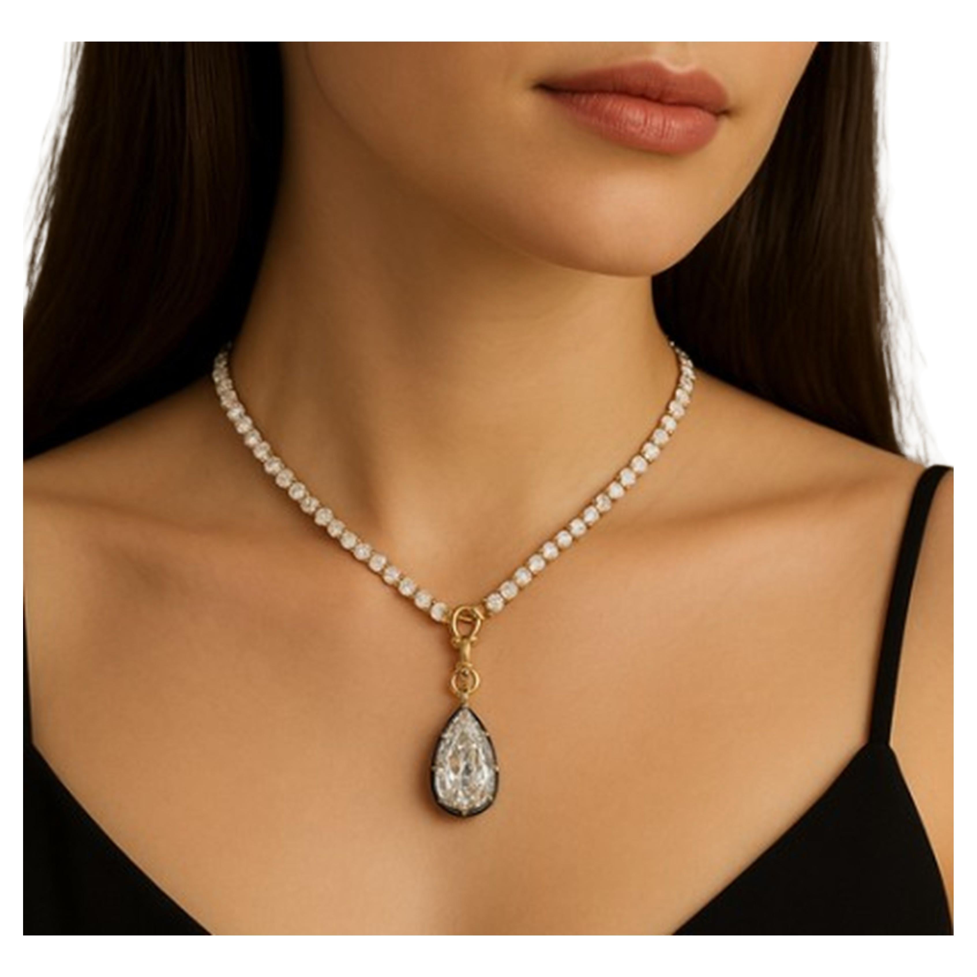 GIA zertifizierter 4,01 Karat Diamantanhänger im Birnenschliff im Angebot