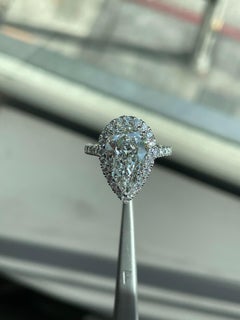 GIA Certified 4.01 Carat Pear Cut Engagement Ring