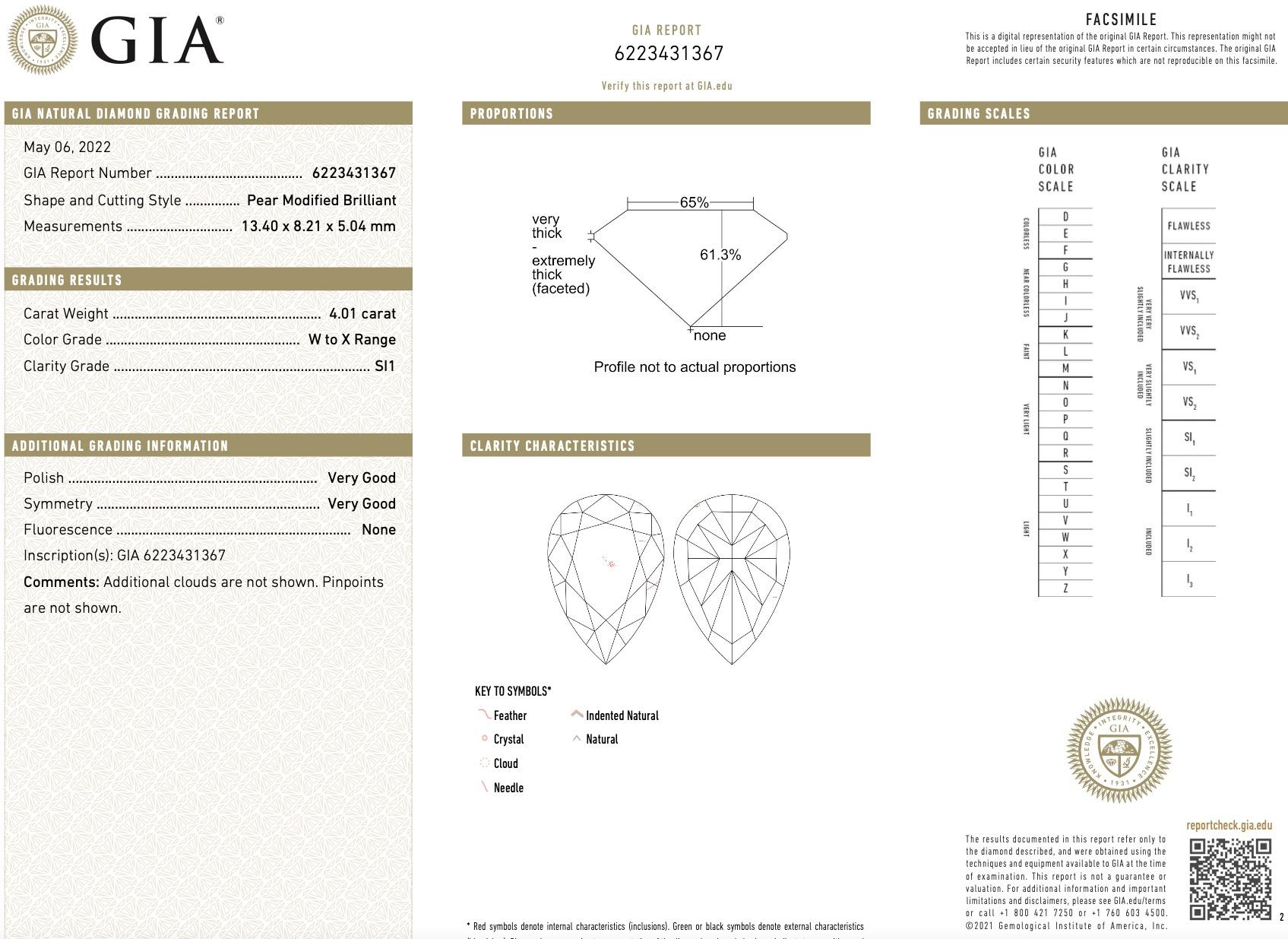 Men's GIA Certified 4.01 Carat Pear Cut Light Yellow Diamond 3 Stone Ring For Sale