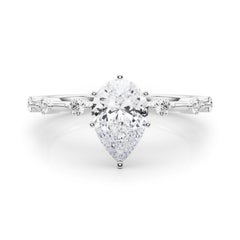 Bague en diamant poire certifié GIA de 4,01 carats avec tige en bambou