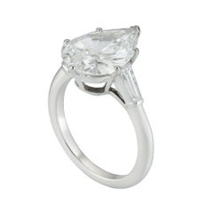 GIA Certified 4.01 Carat Pear Shaped Diamond Solitaire Ring