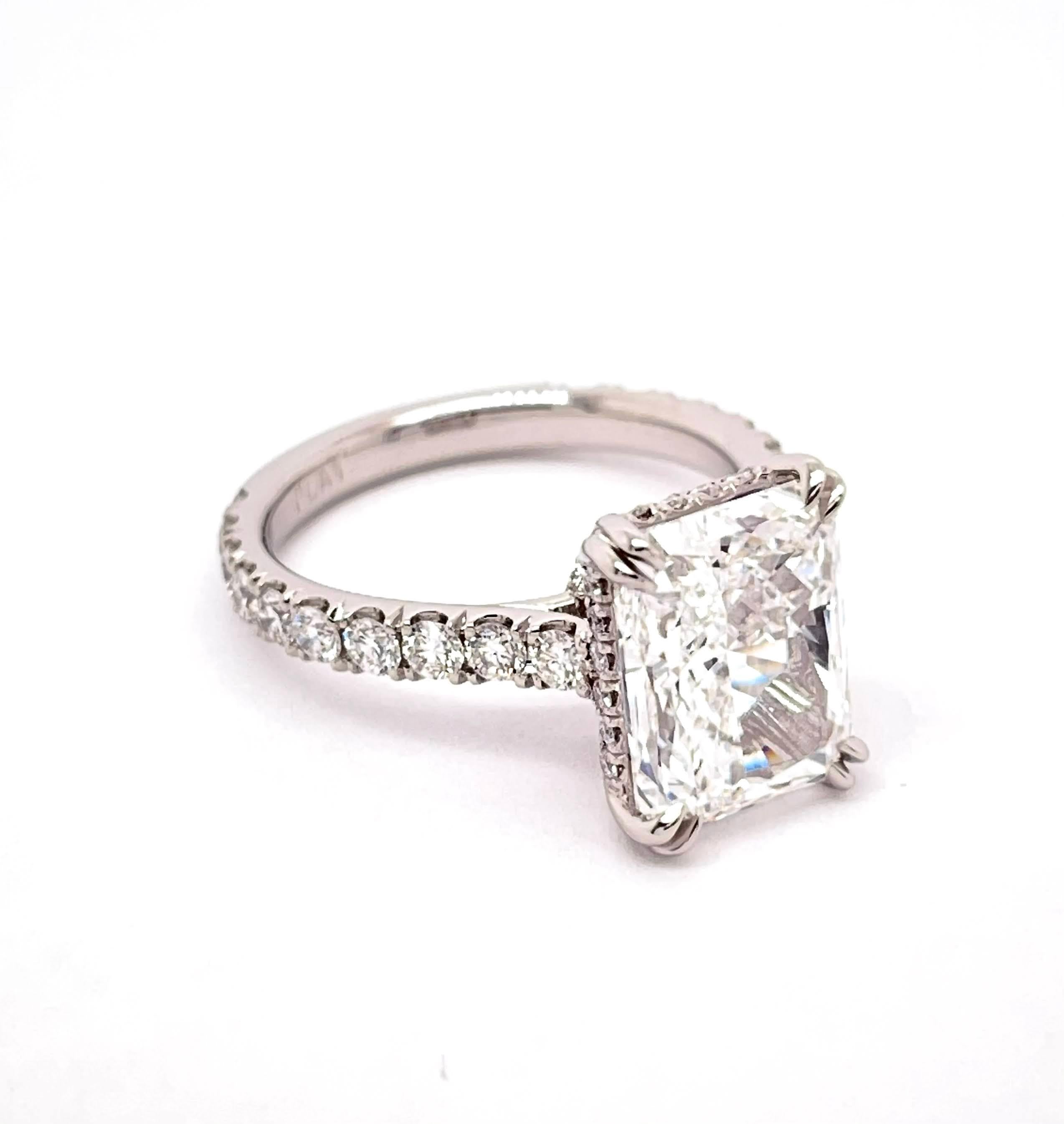 GIA Certified 4.01 Carat D VS1, Radiant Diamond Engagement Ring 1