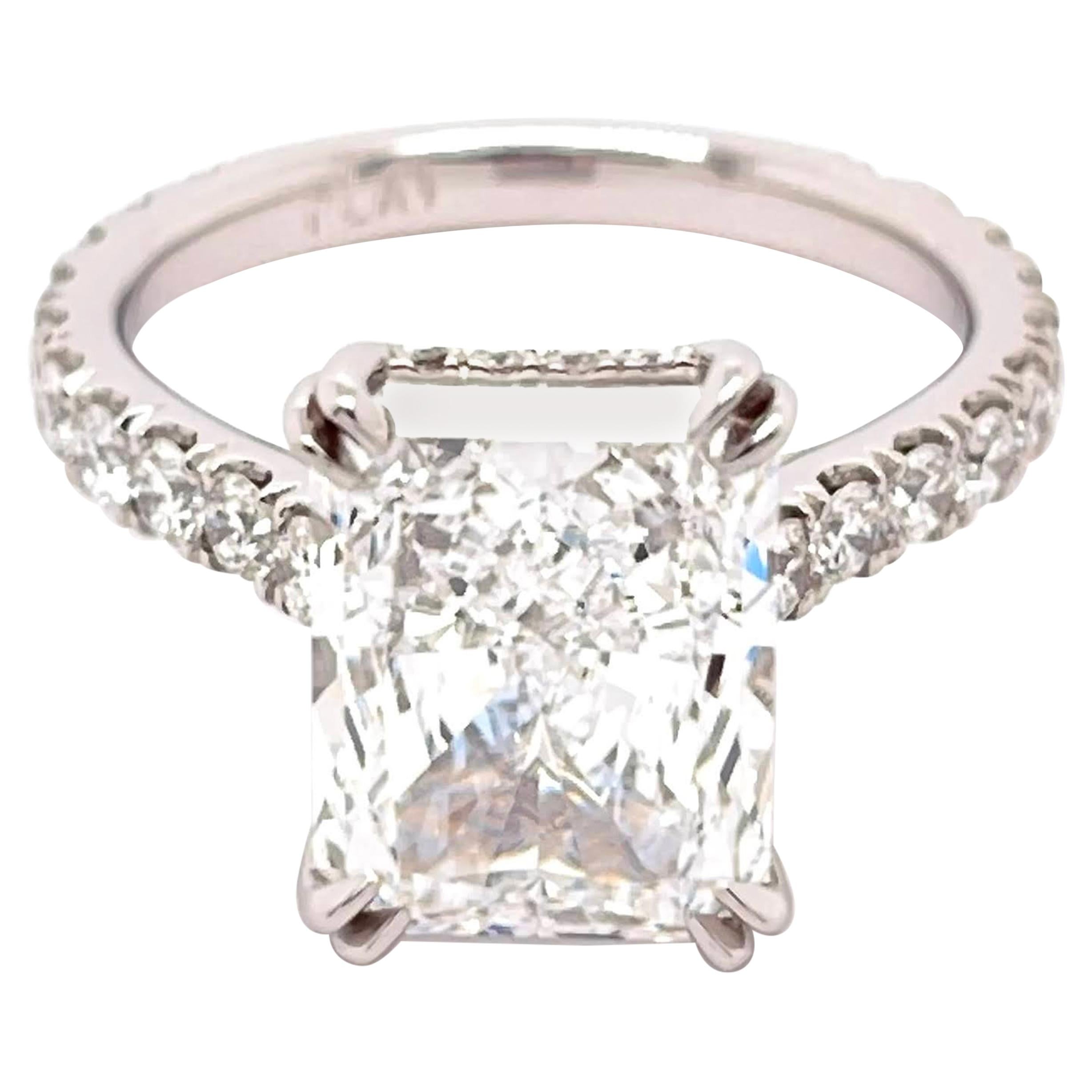 GIA Certified 4.01 Carat D VS1, Radiant Diamond Engagement Ring