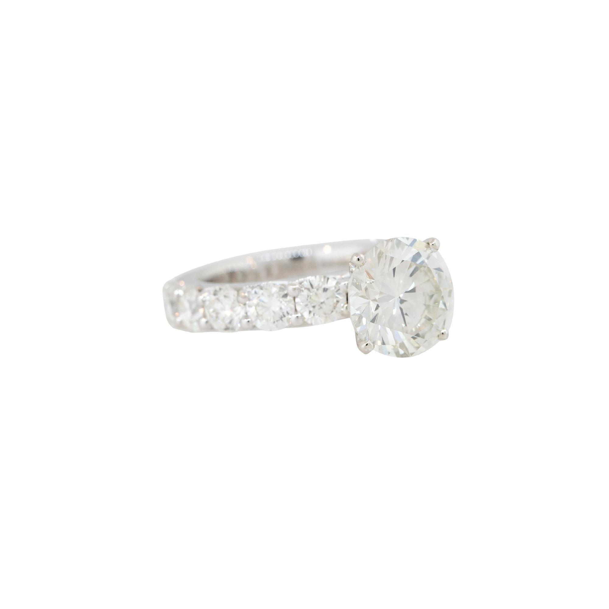 Round Cut GIA Certified 4.01 Carat Round Brilliant Diamond Engagement Ring 14 Karat For Sale