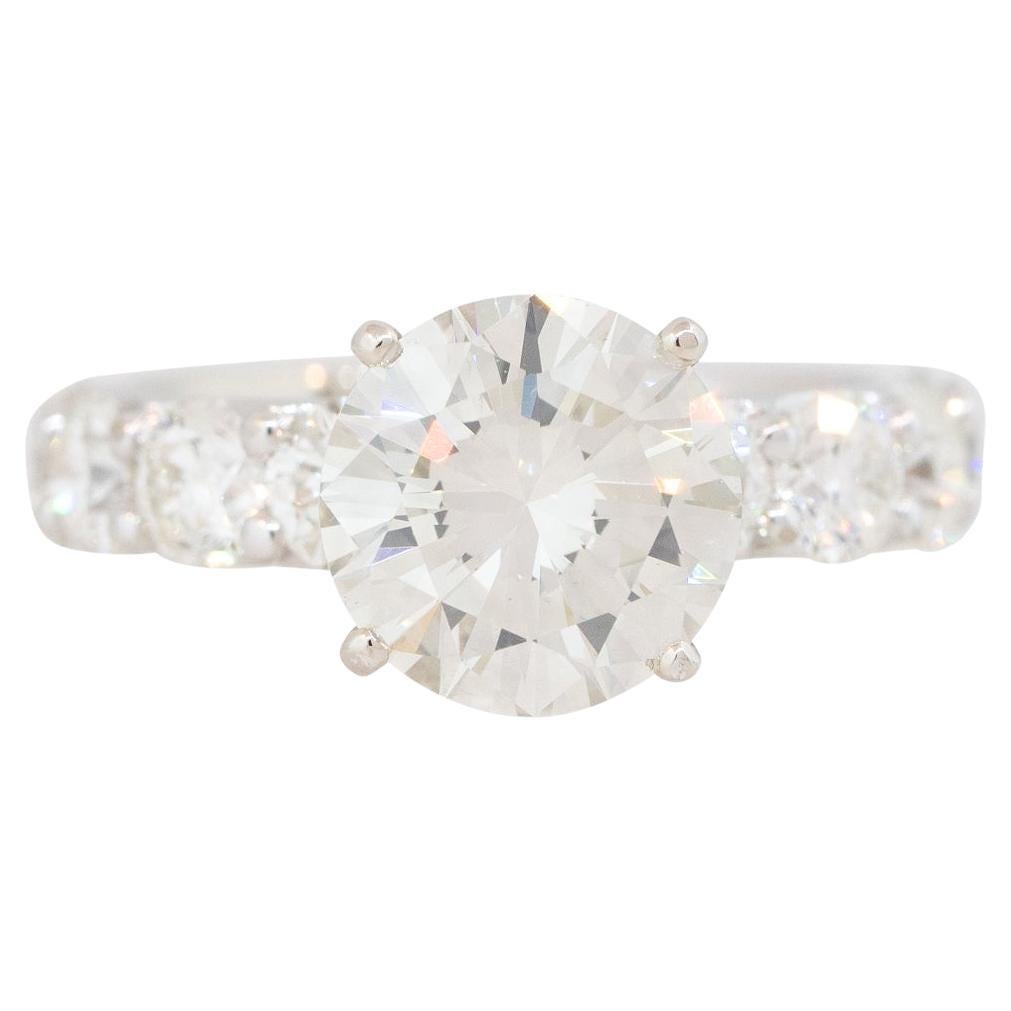 GIA Certified 4.01 Carat Round Brilliant Diamond Engagement Ring 14 Karat