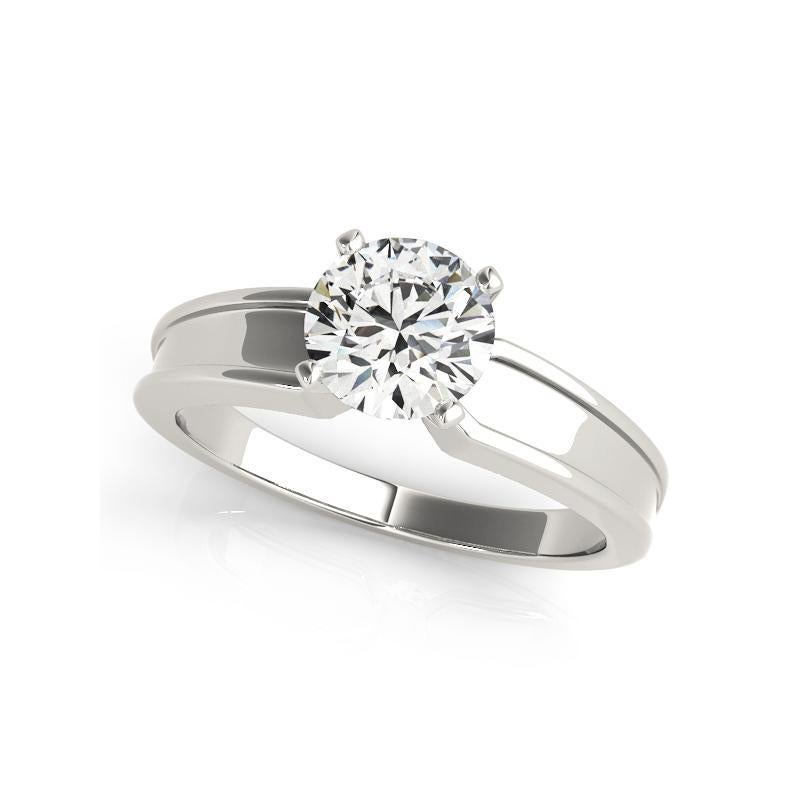 Anillo de diamantes en platino con banda biselada y solitario redondo de 4,01 quilates certificado por GIA Corte redondo en venta