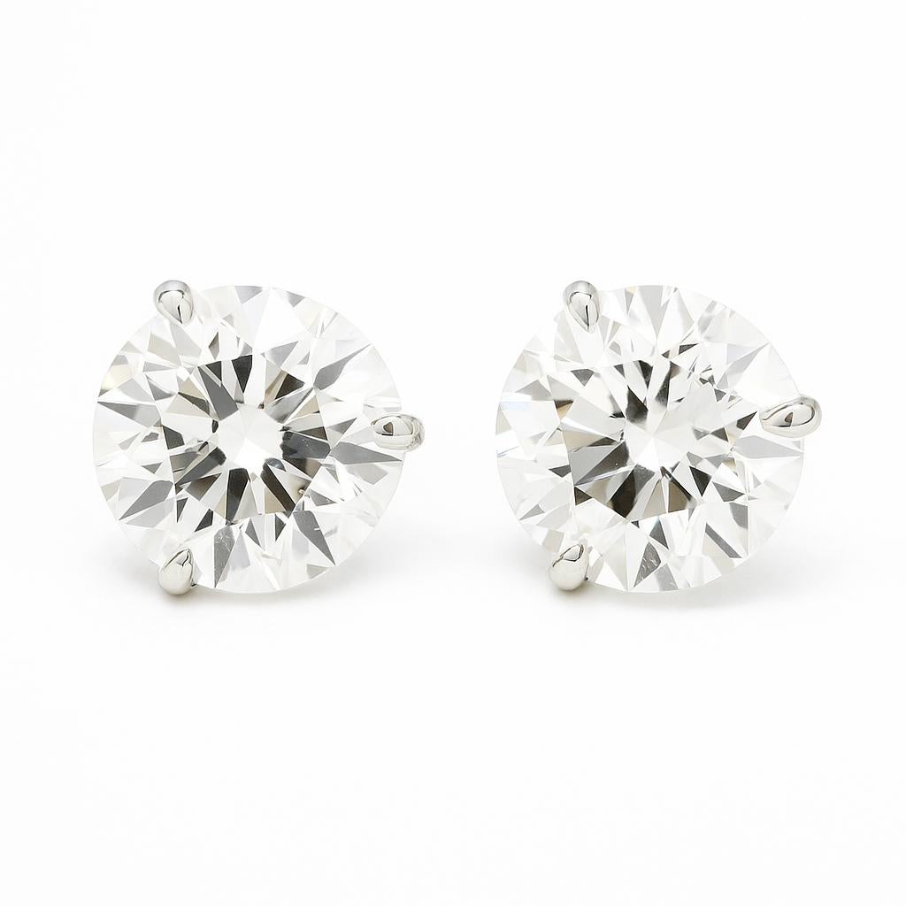 Taglio rotondo Orecchini con diamanti certificati GIA da 4,01 carati di peso totale - Oro bianco 14K in vendita