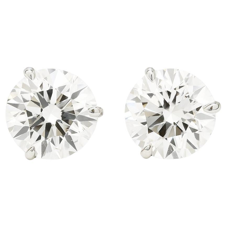 Orecchini con diamanti certificati GIA da 4,01 carati di peso totale - Oro bianco 14K in vendita