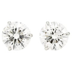 GIA Certified 4.01 Carat Total Weight Diamond Stud Earrings – 14K White Gold