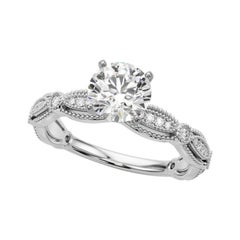 GIA Certified 4.01 Carat Vintage Round Milgrain Band Platinum Diamond Ring
