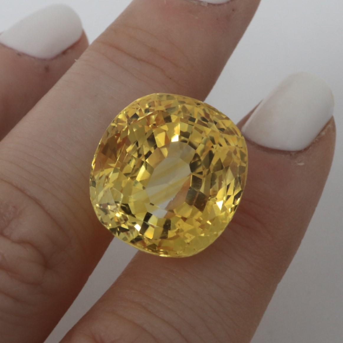GIA Certified 40.11 Carat Loose Untreated Natural Cushion Yellow Sapphire  For Sale 3