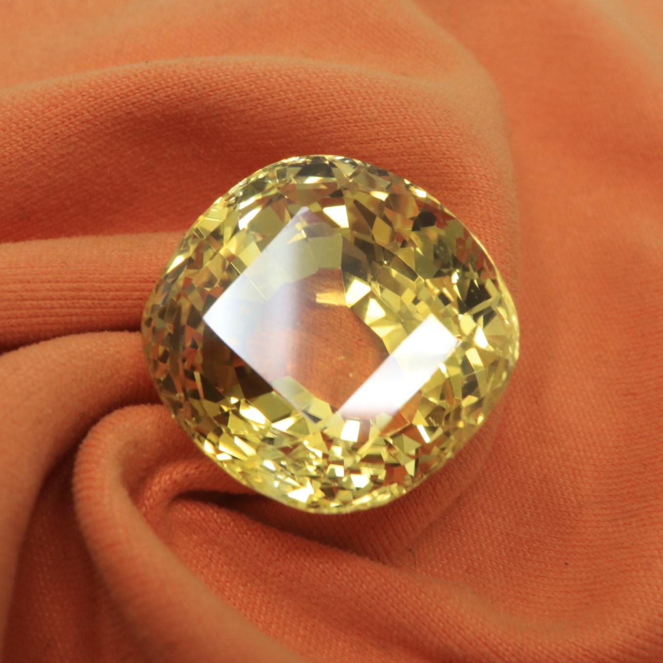 GIA Certified 40.11 Carat Loose Untreated Natural Cushion Yellow Sapphire  For Sale 4