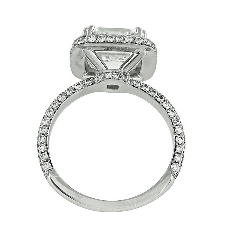 Taille émeraude Bague de fiançailles avec diamant certifié GIA de 4,01 carats en vente