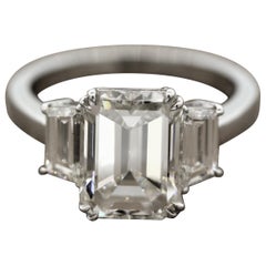 GIA Certified 4.01 Carat Emerald Cut Diamond Engagement Ring, J-VS2