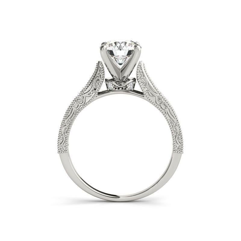 Taglio rotondo Anello con diamante a traliccio inciso Tulipano rotondo certificato GIA 4,01ct in vendita