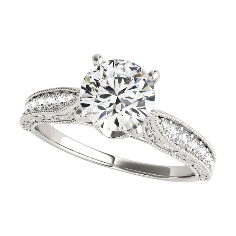 GIA-zertifizierter 4,01ct runder Tulpen-Halo-Diamantring mit Gravur und Spalier
