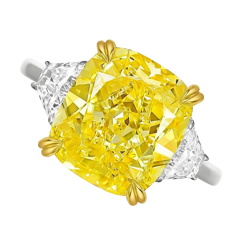 Contemporain Bague en diamant jaune fantaisie de 4 carats certifié GIA, sans défaut interne en vente