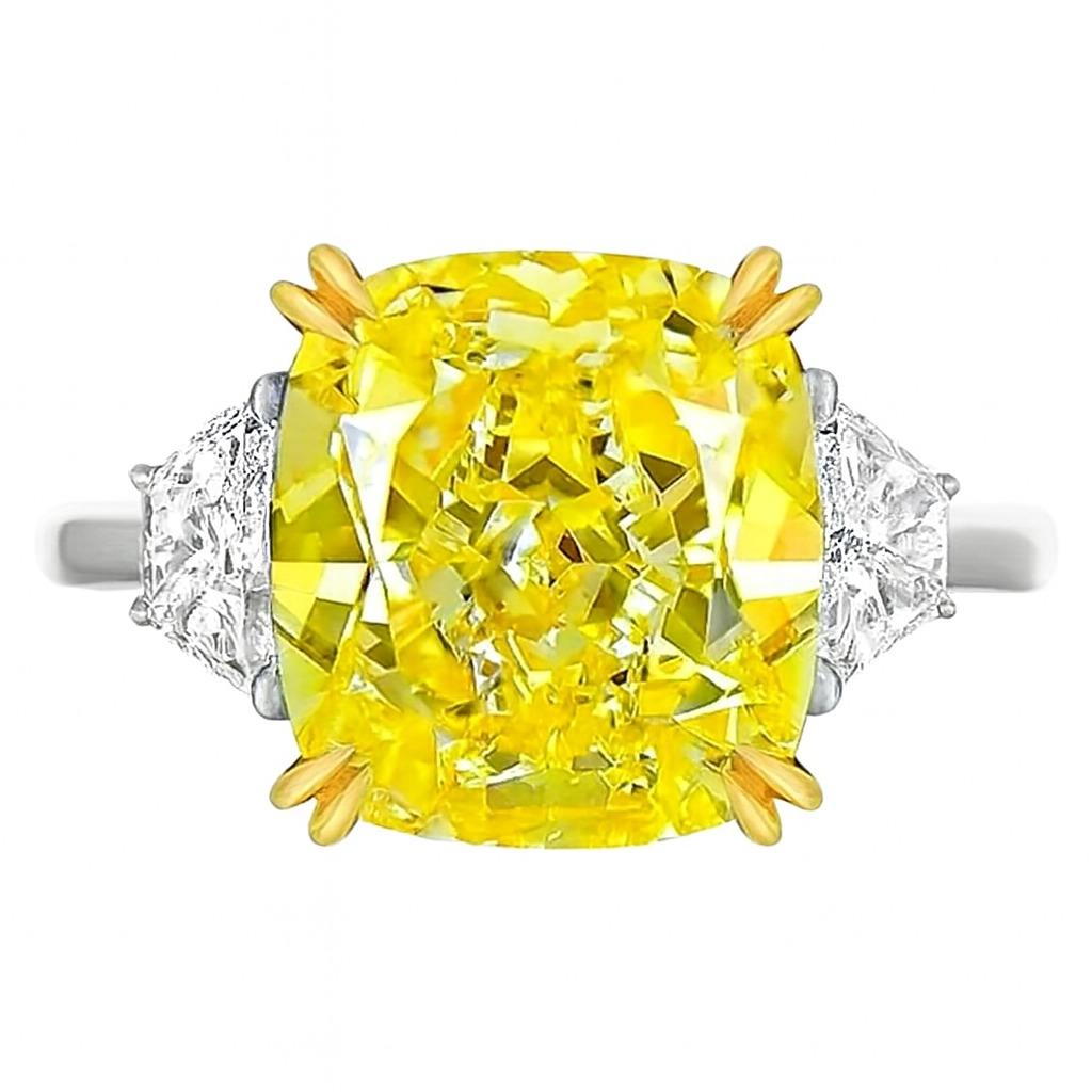 Bague en diamant jaune fantaisie de 4 carats certifié GIA, sans défaut interne