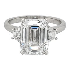 GIA Certified 4.02 Carat Emerald Cut Three-Stone Ring GIA Certified 4.02 Carat Emerald Cut Three-Stone Ring