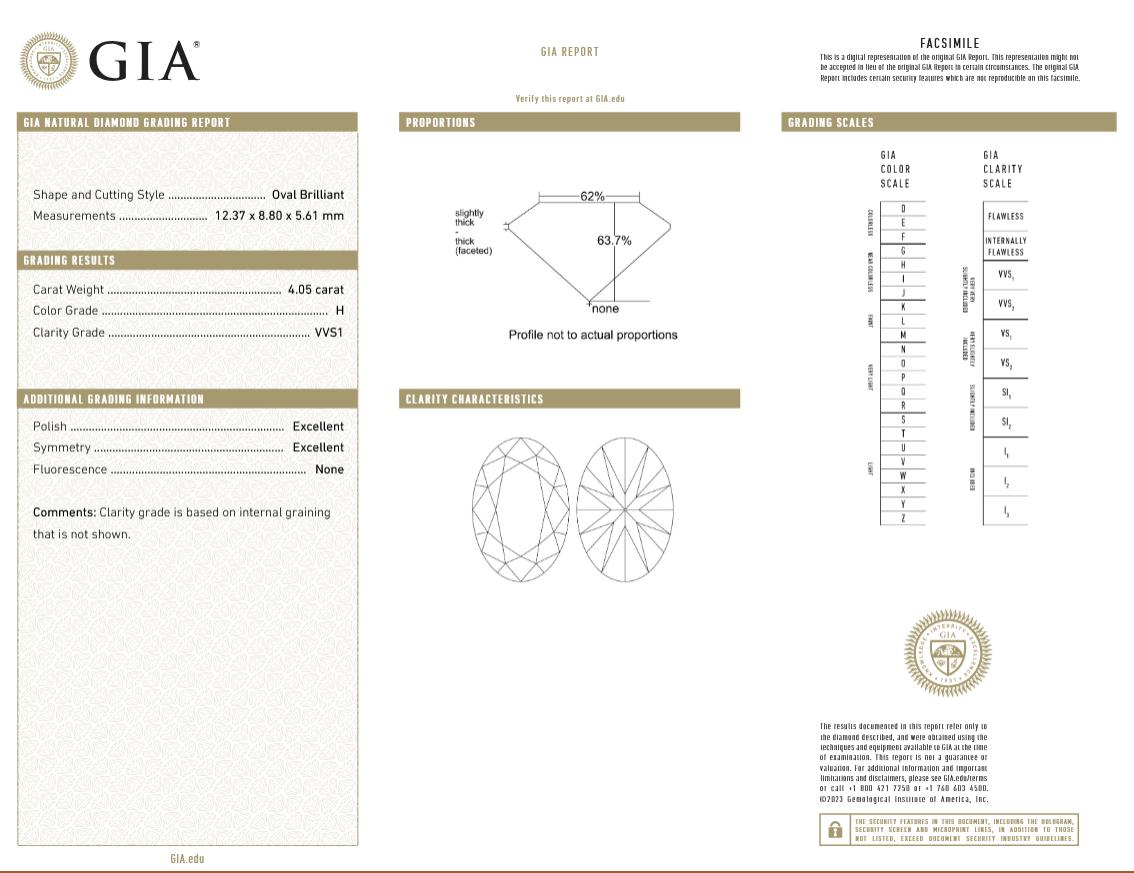 Contemporary GIA Certified 4 Carat Oval Cut Diamond Ring with Pavé in 18K White Gold For Sale