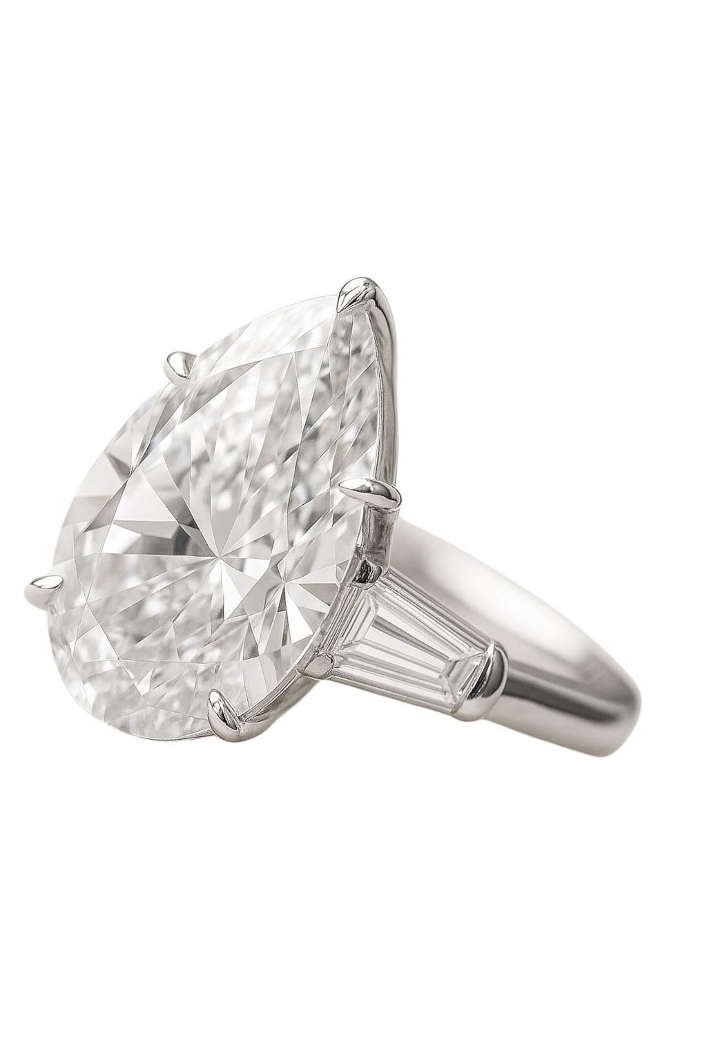 Pear Cut GIA Certified 4.02 Carat Pear Shape Diamond Ring in Platinum For Sale
