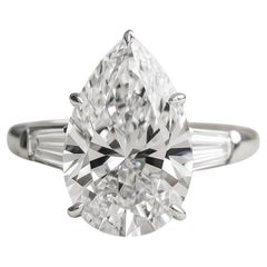 GIA Certified 4.02 Carat Pear Shape Diamond Ring in Platinum