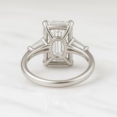 GIA Certified 4.02 Carat Rectangular Modified Brilliant Diamond Ring