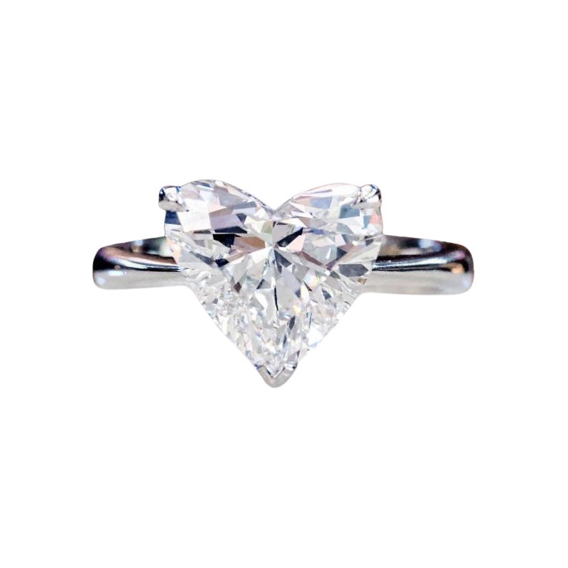 GIA Certified 4.02 Carats D Color Flawless Type2A Heart Shape Diamond Ring 18K