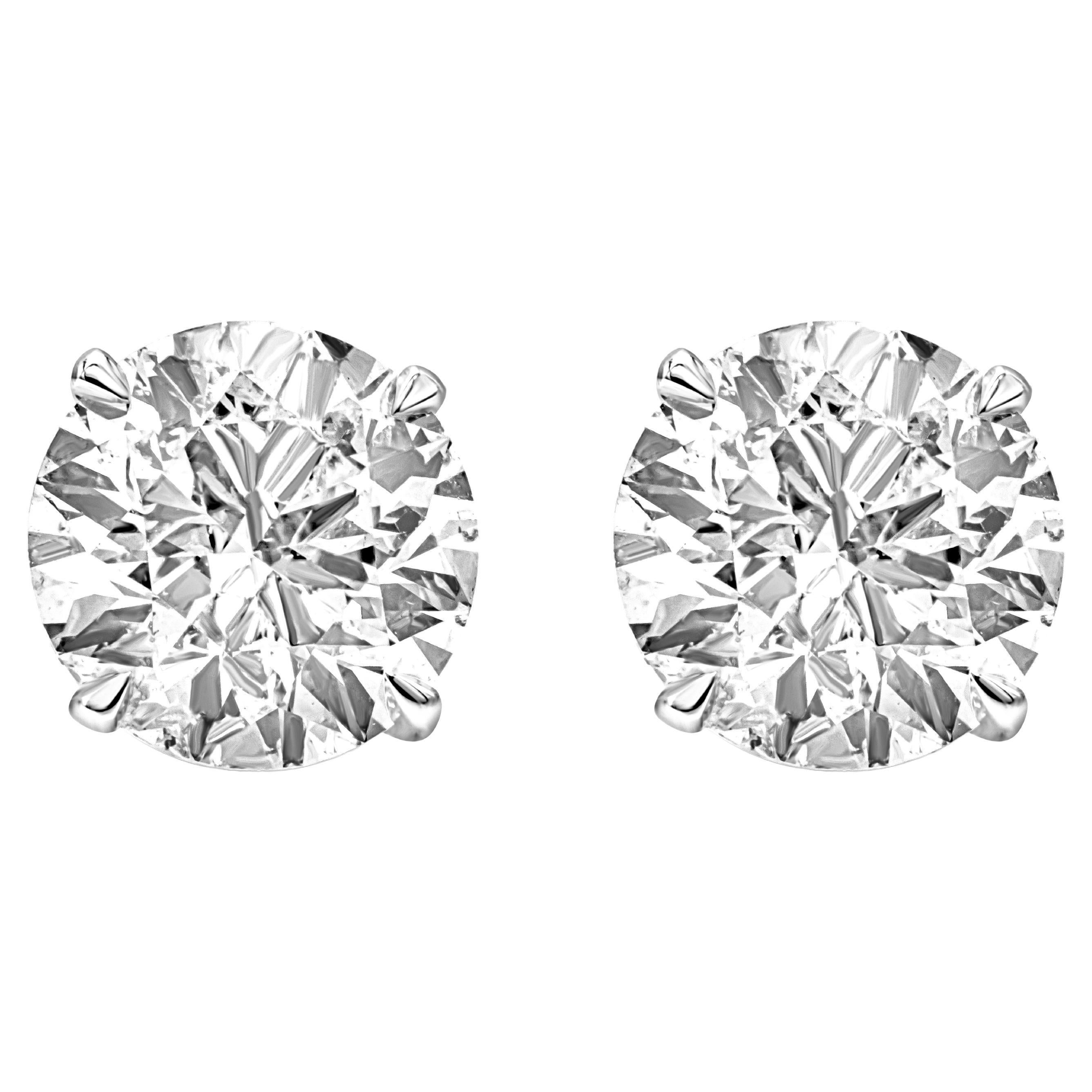 GIA-zertifizierte 4,02 Karat Brillant-Rundschliff-Diamant-Ohrstecker